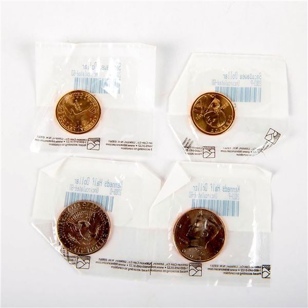 4pc 2003 Sacagawea Dollar and Kennedy Half Dollar Coins