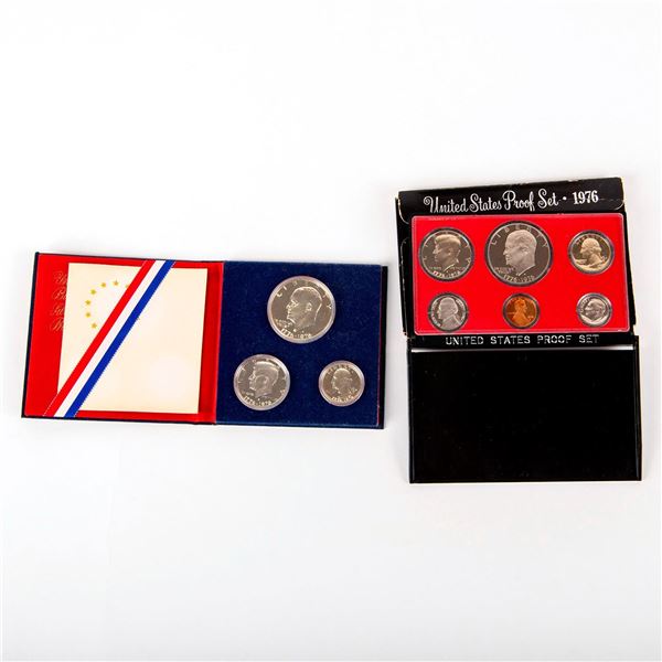 2pc US Mint Bicentennial Silver Proof Set and 1976 Proof Set