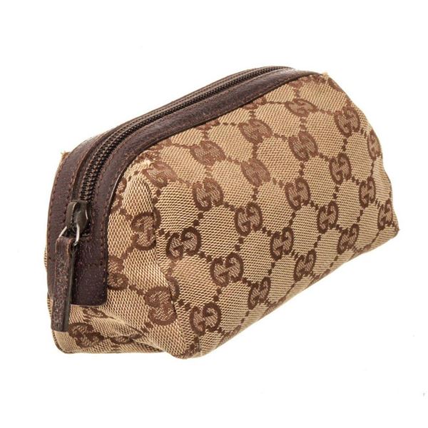 Gucci Brown Canvas Mini Toiletry Case