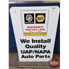 Image 1 : Double Sided Metal Sign "NAPA" Member Installer (36"H x 24"W) (See Pics!) SHIPPING NOT AVAILABLE FOR