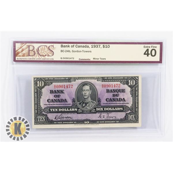 1937 CANADIAN $10 GORDON-TOWERS BANK NOTE