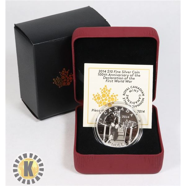 2014 CANADIAN FINE SILVER $10 100TH ANNIVERSARY