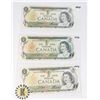 Image 1 : THREE CANADIAN 1973 ONE DOLLAR BANK NOTES