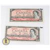 Image 1 : TWO CANADIAN 1954 TWO DOLLAR BANK NOTES