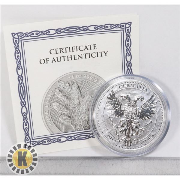 1 OZ. 2019 GERMANIA OAK LEAF SILVER ROUND