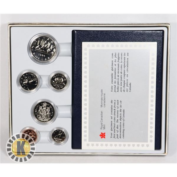 1986 CANADIAN SPECIMEN 6 COIN SET WITH ORIGINAL