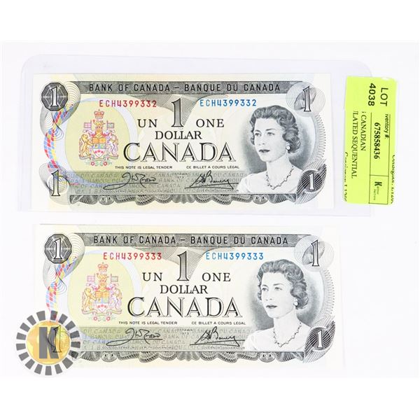 TWO 1973 CANADIAN UNCIRCULATED SEQUENTIAL SERIAL