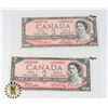 Image 1 : TWO CANADIAN 1954 TWO DOLLAR BANK NOTES