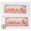 Image 2 : TWO CANADIAN 1954 TWO DOLLAR BANK NOTES