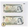 Image 1 : TWO CANADIAN 1973 ONE DOLLAR BANK NOTES
