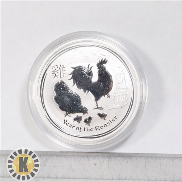 1/2 OZ. 2017 PERTH MINT LUNAR ROOSTER SILVER COIN
