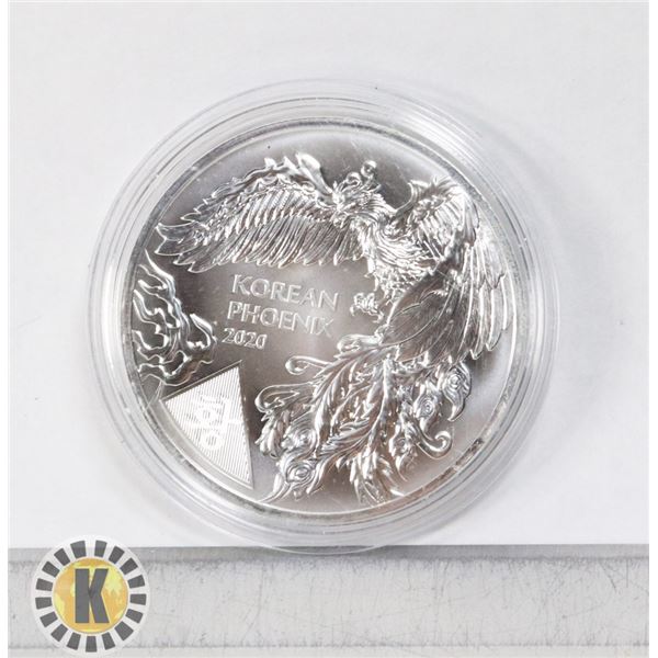1 OZ. 2020 KOMSCO, KOREAN PHOENIX SILVER COIN