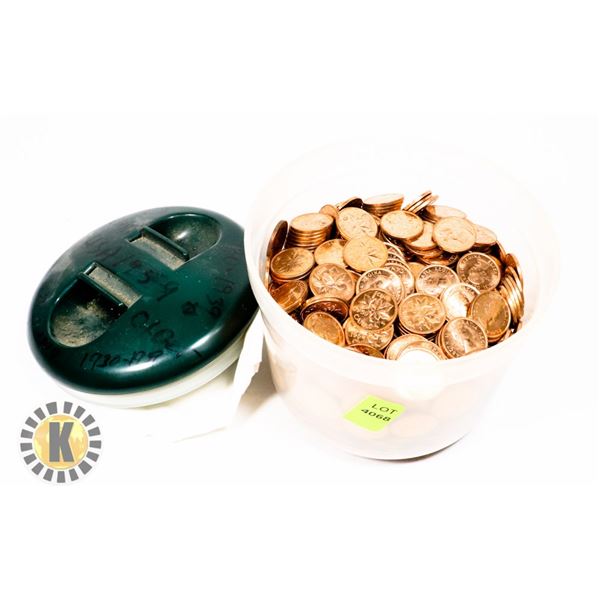 CONTAINER OF ASSORTED CANADIAN PENNIES