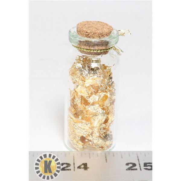 GLASS BOTTLE FILLED WITH GOLD FOIL