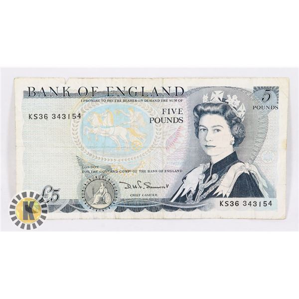 BANK OF ENGLAND 5 POUND BANK NOTE
