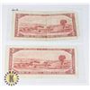 Image 2 : TWO CANADIAN 1954 TWO DOLLAR BANK NOTES