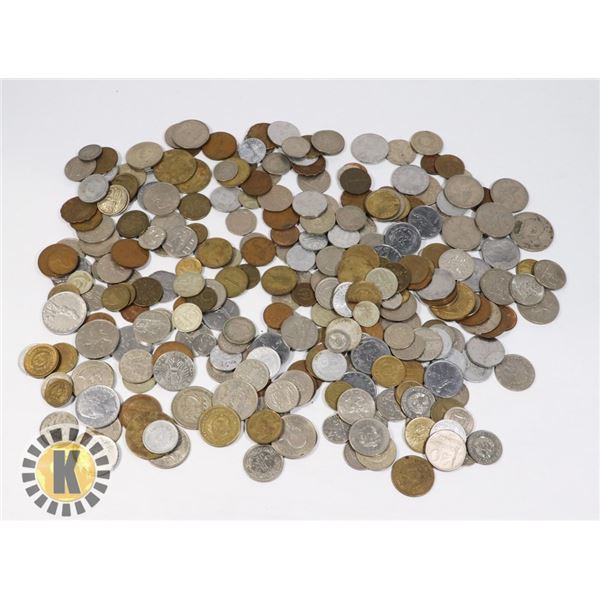 LARGE BAG OF ASSORTED FOREIGN COIN CURRENCY