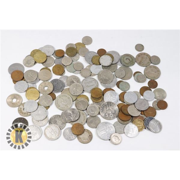 LARGE BAG OF ASSORTED FOREIGN COIN CURRENCY