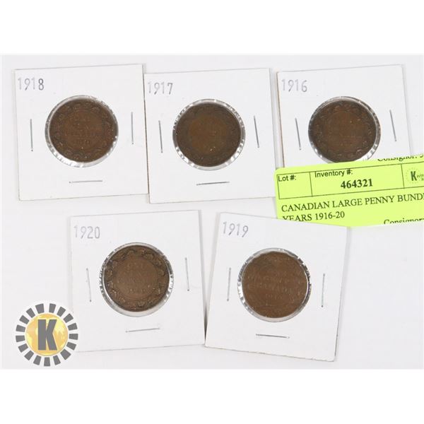CANADIAN LARGE PENNY BUNDLE YEARS 1916-20