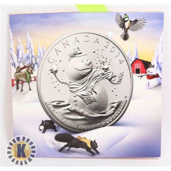 2014 CANADIAN $20 FINE SILVER SNOWMAN COIN