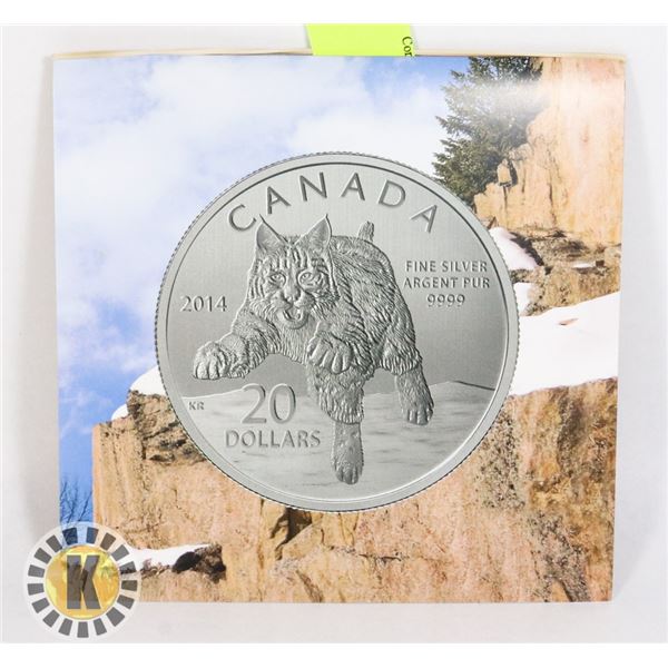 2014 CANADIAN $20 FINE SILVER BOBCAT COIN