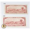 Image 2 : TWO CANADIAN 1954 TWO DOLLAR BANK NOTES