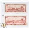 Image 2 : TWO CANADIAN 1954 TWO DOLLAR BANK NOTES