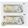 TWO CANADIAN 1973 ONE DOLLAR BANK NOTES