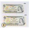 TWO CANADIAN 1973 ONE DOLLAR BANK NOTES