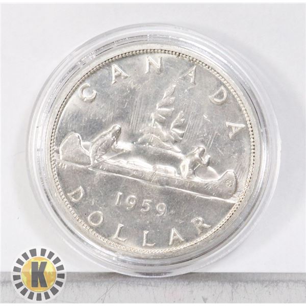 1959 CANADIAN SILVER DOLLAR IN CAPSULE