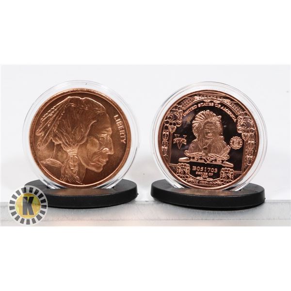 TWO 1-OZ COPPER BUFFALO