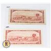 Image 2 : TWO CANADIAN 1954 TWO DOLLAR BANK NOTES