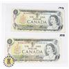 Image 1 : TWO CANADIAN 1973 ONE DOLLAR BANK NOTES