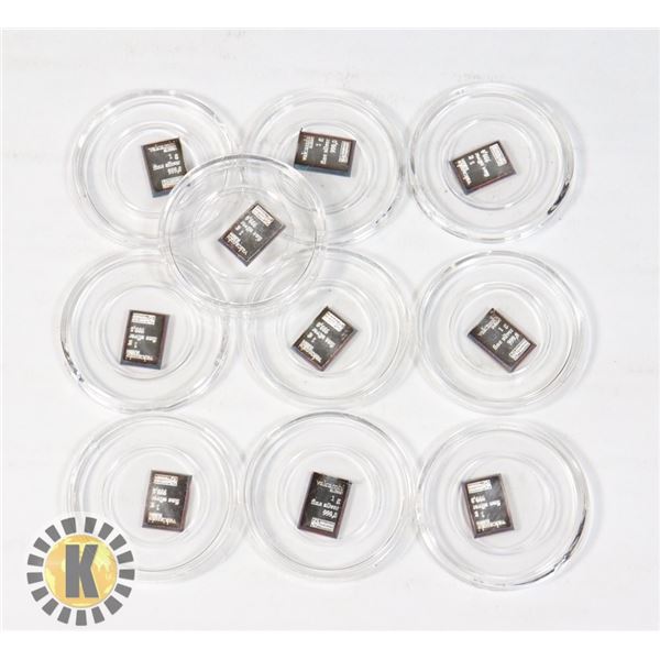 LOT OF 10 FINE SILVER 1G BARS IN CAPSULES