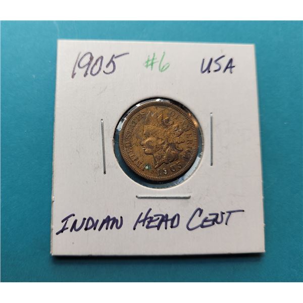 13)  US 1905 INDIAN HEAD PENNY.
