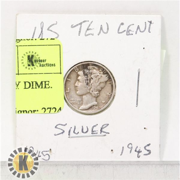 6)  US 1945 SILVER MERCURY DIME.