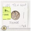 Image 1 : 6)  US 1945 SILVER MERCURY DIME.