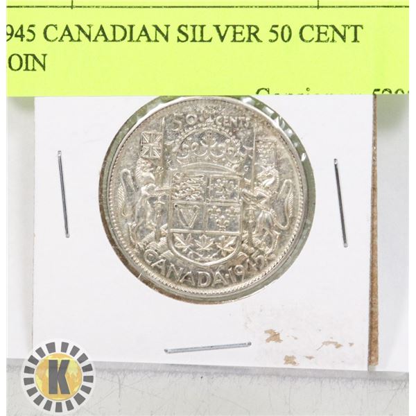1945 CANADIAN SILVER 50 CENT COIN