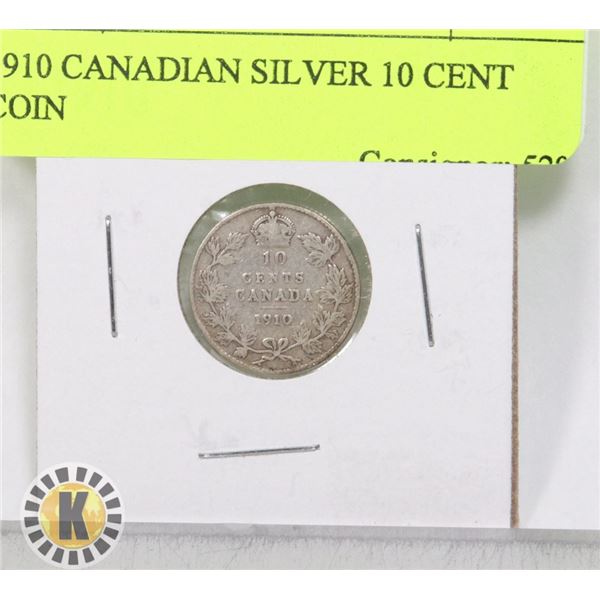 1910 CANADIAN SILVER 10 CENT COIN