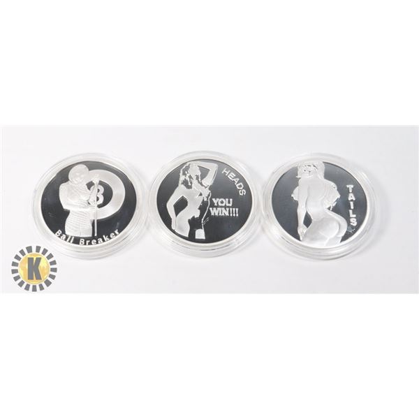 THREE 1-OZ SILVER PLATED NAUGHTY GIRLS BARS