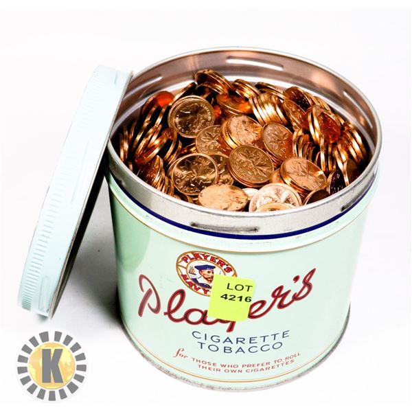 VINTAGE PLAYERS TOBACCO TIN FULL OF CANADIAN
