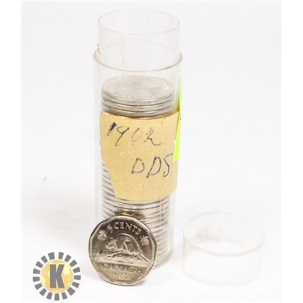 TUBE OF 1962 CANADIAN NICKELS