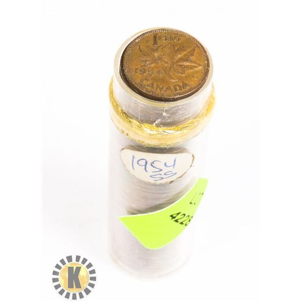 TUBE OF 1954 CANADIAN PENNIES