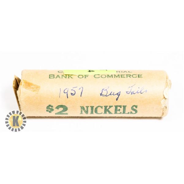 ROLL OF 1957 CANADIAN PENNIES MARKED BUG TAILS