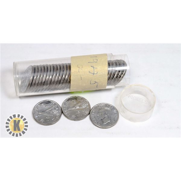TUBE OF 1945 CANADIAN VICTORY NICKELS