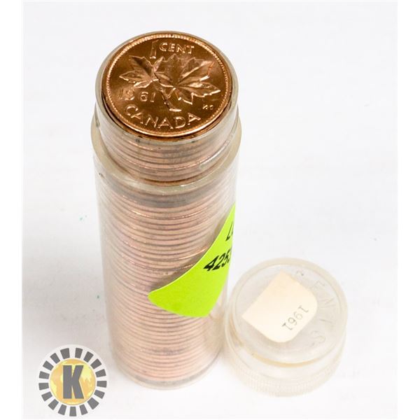 TUBE OF 1961 CANADIAN PENNIES