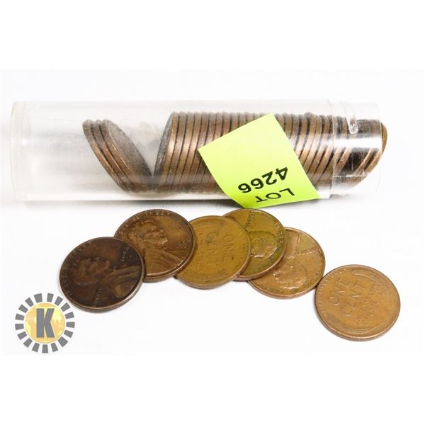 TUBE OF AMERICAN NICKELS, MOST APPEAR TO BE FROM