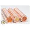 THREE UNCIRCULATED ROLLS OF 2012 CANADIAN PENNIES