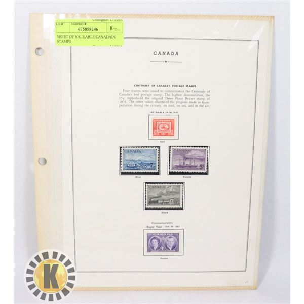 SHEET OF CANADIAN STAMPS