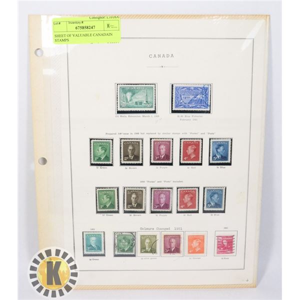 SHEET OF CANADIAN STAMPS